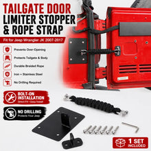 For 2007-2018 Jeep Wrangler JK Car Tailgate Door Limiter Stopper & Rope Strap Bandage RT-TCZ