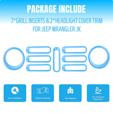 For 2007-2018 Jeep Wrangler JK Front Grill Inserts & Headlight Trim Bezels RT-TCZ