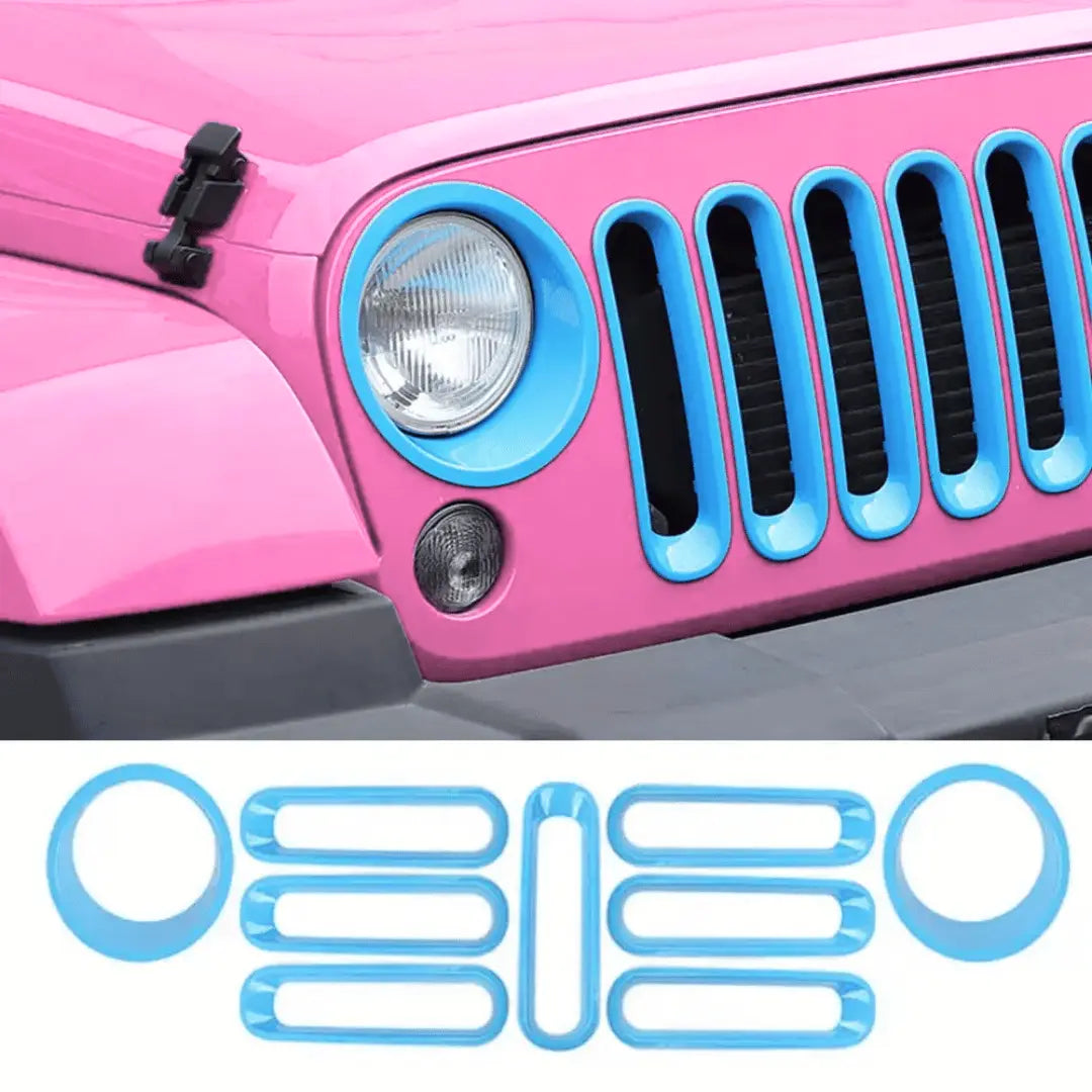For 2007-2017 Jeep Wrangler JK Front Grill Inserts & Headlight