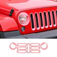 For 2007-2018 Jeep Wrangler JK Front Grille Insert & Angry Eyes Headlight Bezels Trim RT-TCZ
