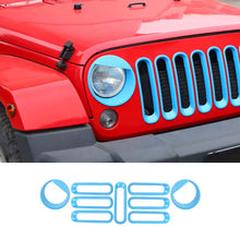 For 2007-2018 Jeep Wrangler JK Front Grille Insert & Angry Eyes Headlight Bezels Trim RT-TCZ