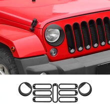 For 2007-2018 Jeep Wrangler JK Front Grille Insert & Angry Eyes Headlight Bezels Trim RT-TCZ
