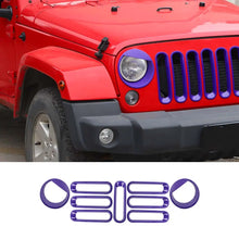 For 2007-2018 Jeep Wrangler JK Front Grille Insert & Angry Eyes Headlight Bezels Trim RT-TCZ