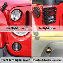 For 2007-2018 Jeep Wrangler JK Front Headlight & Eyebrow Turn Signal Rear Tail light Cover Guard Trim Kit RT-TCZ