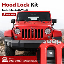 For 2007-2018 Jeep Wrangler JK Hood Lock Anti-Theft Invisible Lock Kit Latch Assembly With Keys RT-TCZ