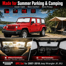 For 2007-2018 Jeep Wrangler JK JKU 4-Door, 8PCs Heat Insulation Windshield Full Window Sunshade Sunscreen Visor RT-TCZ
