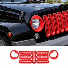 For 2007-2018 Jeep Wrangler JK Upgrade Front Honeycomb Mesh Grille & Angry Eyes Headlight Bezels Trim Kit RT-TCZ