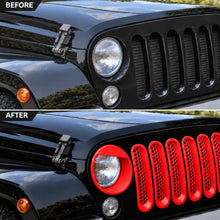 For 2007-2018 Jeep Wrangler JK Upgrade Front Honeycomb Mesh Grille & Angry Eyes Headlight Bezels Trim Kit RT-TCZ