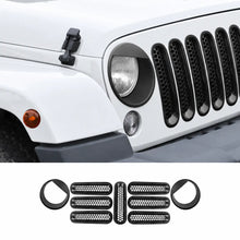 For 2007-2018 Jeep Wrangler JK Upgrade Front Honeycomb Mesh Grille & Angry Eyes Headlight Bezels Trim Kit RT-TCZ