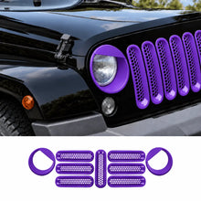 For 2007-2018 Jeep Wrangler JK Upgrade Front Honeycomb Mesh Grille & Angry Eyes Headlight Bezels Trim Kit RT-TCZ