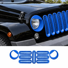For 2007-2018 Jeep Wrangler JK Upgrade Front Honeycomb Mesh Grille & Angry Eyes Headlight Bezels Trim Kit RT-TCZ