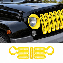 For 2007-2018 Jeep Wrangler JK Upgrade Front Honeycomb Mesh Grille & Angry Eyes Headlight Bezels Trim Kit RT-TCZ