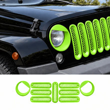 For 2007-2018 Jeep Wrangler JK Upgrade Front Honeycomb Mesh Grille & Angry Eyes Headlight Bezels Trim Kit RT-TCZ
