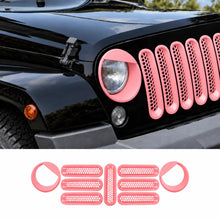 For 2007-2018 Jeep Wrangler JK Upgrade Front Honeycomb Mesh Grille & Angry Eyes Headlight Bezels Trim Kit RT-TCZ