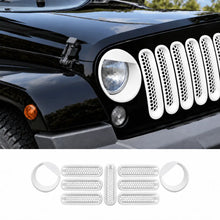 For 2007-2018 Jeep Wrangler JK Upgrade Front Honeycomb Mesh Grille & Angry Eyes Headlight Bezels Trim Kit RT-TCZ