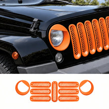 For 2007-2018 Jeep Wrangler JK Upgrade Front Honeycomb Mesh Grille & Angry Eyes Headlight Bezels Trim Kit RT-TCZ