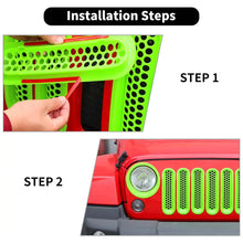 For 2007-2018 Jeep Wrangler JK Upgrade Front Honeycomb Mesh Grille+Front Headlight Inserts Trim Bezels RT-TCZ