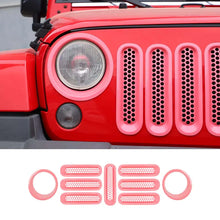 For 2007-2018 Jeep Wrangler JK Upgrade Front Honeycomb Mesh Grille+Front Headlight Inserts Trim Bezels RT-TCZ
