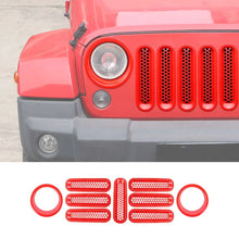 For 2007-2018 Jeep Wrangler JK Upgrade Front Honeycomb Mesh Grille+Front Headlight Inserts Trim Bezels RT-TCZ