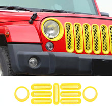 For 2007-2018 Jeep Wrangler JK Upgrade Front Honeycomb Mesh Grille+Front Headlight Inserts Trim Bezels RT-TCZ