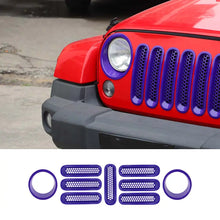 For 2007-2018 Jeep Wrangler JK Upgrade Front Honeycomb Mesh Grille+Front Headlight Inserts Trim Bezels RT-TCZ