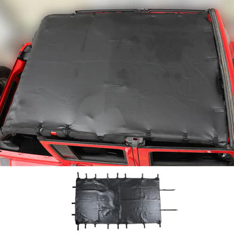 For 2007-2018 Jeep Wrangler JKU, 4 Doors Leather Soft Top Sunshade Mesh Full Length Mesh Sun Shade UV Blocker Mesh Screen Sunshade RT-TCZ