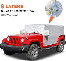 For 2007+ Jeep Wrangler JK JL 4 Door Car Rain Sunshade Cover Windproof Dustproof Scratch Resistant Outdoor UV Protection Auto Cover RT-TCZ