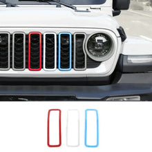 For 2007+ Jeep Wrangler JL & Gladiator JT & JK Front Grille Inserts Trim Red White Light Blue 3 Pieces RT-TCZ
