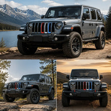 For 2007+ Jeep Wrangler JL & Gladiator JT & JK Front Grille Inserts Trim Red White Light Blue 3 Pieces RT-TCZ
