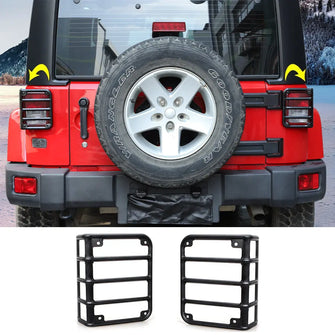 For 2008-2017 Jeep Wrangler JK JKU Tail Light Guard Cover Rear Light Protector, Black RT-TCZ