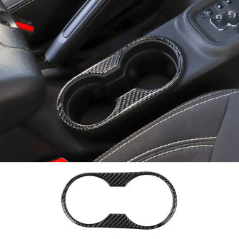 For 2010-2018 Jeep Wrangler JK JKU & Unlimited Front Water Cup Holder Trim Cover Real Carbon Fiber RT-TCZ