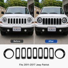 For 2011-2017 Jeep Patriot Headlight Grille Inserts Cover Frame Trim Kit ABS 9pcs RT-TCZ