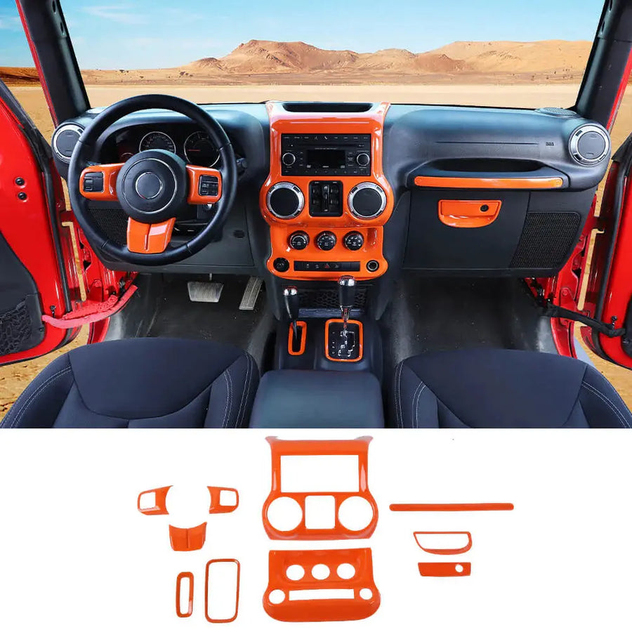 21-Piece Purple Interior Trim Kit For Jeep Wrangler JK JKU 2011–2017 – Gloss ABS, TESIN