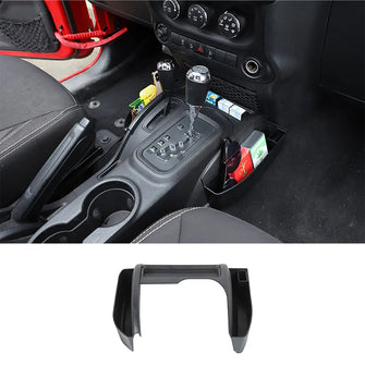 For 2011-2018 Jeep Wrangler JK JKU Gear Shift Console Storage Box Side Tray Organizer, Reserved USB Charger Extender Slot, Black RT-TCZ