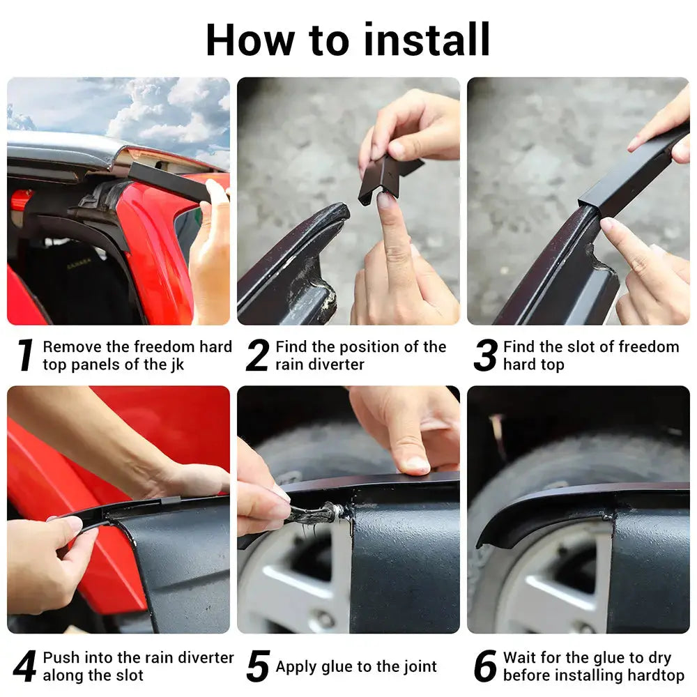 2011–2018 Jeep Wrangler JK JKU Rain Gutter Extensions – Upgraded Rain ...