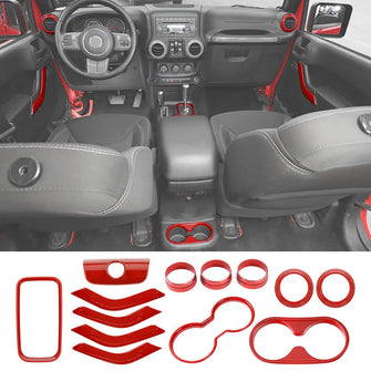 For 2011-2018 Jeep Wrangler JKU 4-Door 13 x Inner Center Console Trim Kit RT-TCZ
