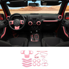 For 2011-2018 Jeep Wrangler JKU 4-Door 18X Interior Decoration Trim Kit Center Console Dashboard Cover RT-TCZ