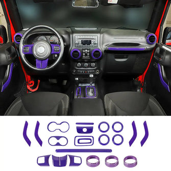 For 2011-2018 Jeep Wrangler JKU 4Door 21PCS Interior Decoration Trim Kit Full Set Cover RT-TCZ