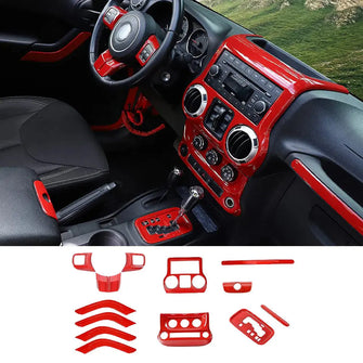 For 2011-2018 Jeep Wrangler JKU 4Doors 13pcs Interior Full Set Trim Cover Kit RT-TCZ