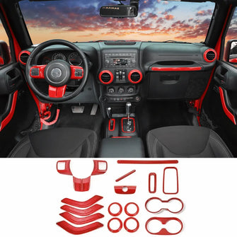 For 2011–2018 Jeep Wrangler JKU 4-Door 18PCS Interior Trim Kit – Dashboard & Center Console Decoration Cover RT-TCZ