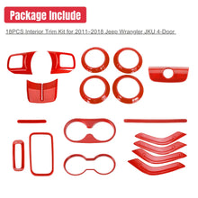 For 2011–2018 Jeep Wrangler JKU 4-Door 18PCS Interior Trim Kit – Dashboard & Center Console Decoration Cover RT-TCZ