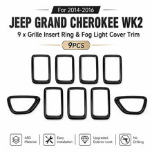 For 2014-2016 Jeep Grand Cherokee WK2 9 x Grille Insert Ring & Fog Light Cover Fog Lamp Trim Kit RT-TCZ