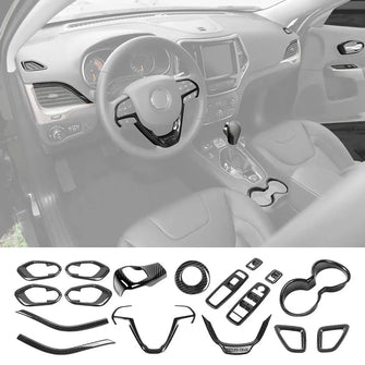 For 2014-2018 Jeep Cherokee 9 x Inner Center Console And Car Door Trim Kit RT-TCZ