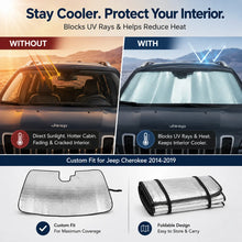 For 2014+ Jeep Cherokee Car Windshield Sunshade, Front Window Sun Shade Foldable Sun Visor Sunscreen RT-TCZ
