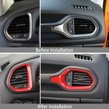 For 2015-2020 Jeep Renegade Dash Board Air Conditioner Outlet Vent Trim, Interior Accessories ABS Red 2pcs RT-TCZ