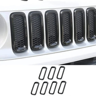 For  2016-2018 Jeep Renegade 7pcs Front Grille Trim Inserts Grill Cover (Black) RT-TCZ