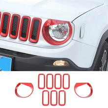 For 2016-2018 Jeep Renegade Exterior Front Grille Inserts & Headlight Cover Trim Kit (9 pcs) RT-TCZ