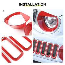 For 2016-2018 Jeep Renegade Exterior Front Grille Inserts & Headlight Cover Trim Kit (9 pcs) RT-TCZ