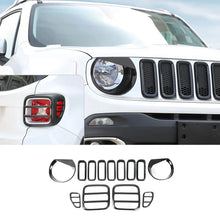 For 2016-2018 Jeep Renegade Exterior Front Headlight & Grille Insert & Rear Tail Light Cover Trim Kit (13 pcs) RT-TCZ