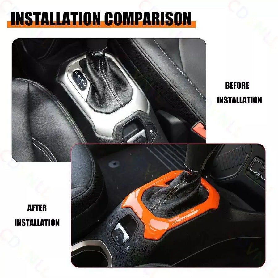 RT-TCZ Central Gear Shift Panel Trim Cover Decor Frame for Jeep Renegade 2016+ Chrome